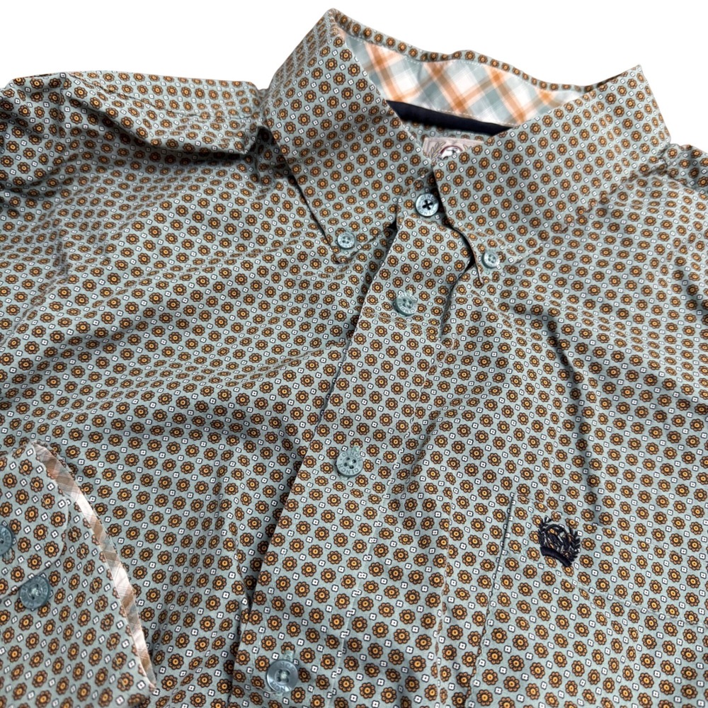 Cinch Mens XXL Western Button Down Shirt Blue Floral Medallion Long Sleeve‎